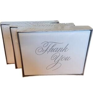 Stuart Hall Thank You Note Cards With Envelopes, Silver, NIB